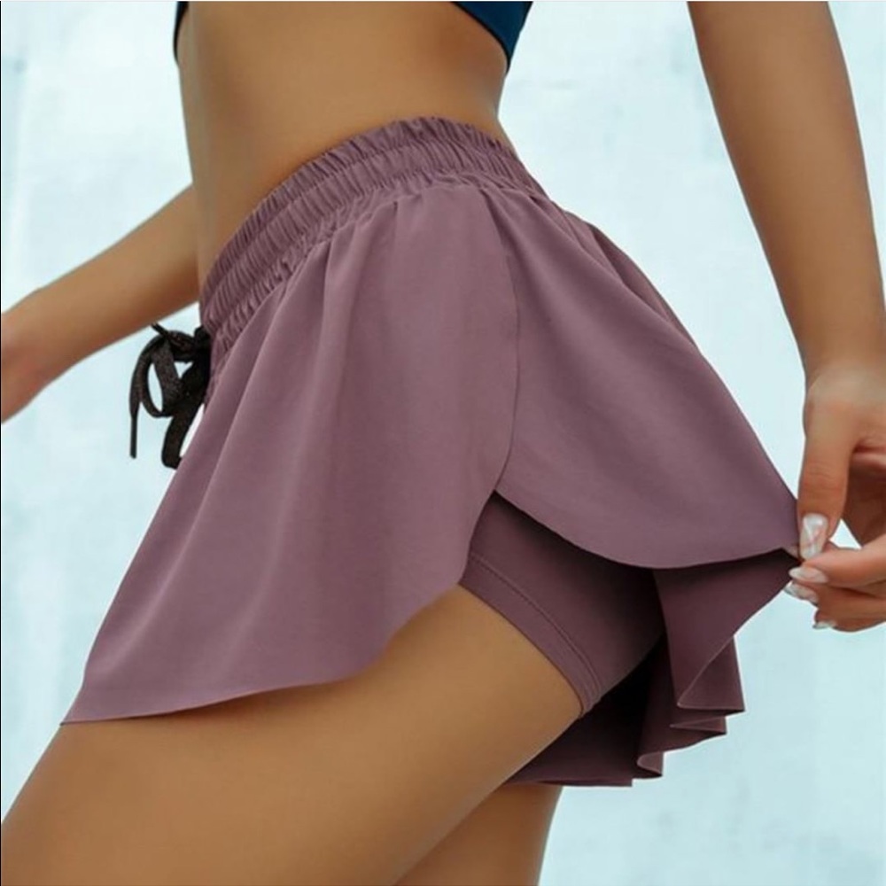 Keiki Kona 2-in-1 Lavender Flowy Fitness Shorts